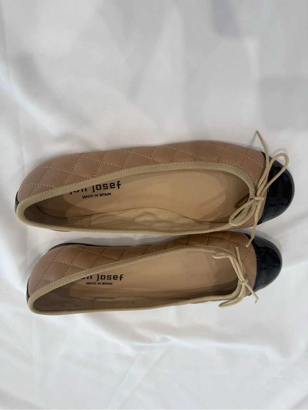Jon Josef Belle Quilted Ballerina Flats with Black Patent Toe Diamond Quilted 8